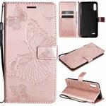 For LG K22 / K22 Plus 3D Butterflies Embossing Pattern Horizontal Flip Leather Case with Holder & Card Slot & Wallet(Rose Gold)