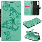 For Huawei P smart 2021 3D Butterflies Embossing Pattern Horizontal Flip Leather Case with Holder & Card Slot & Wallet(Green)