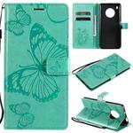 For Huawei Y9a 3D Butterflies Embossing Pattern Horizontal Flip Leather Case with Holder & Card Slot & Wallet(Green)