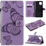 For Samsung Galaxy A42 5G 3D Butterflies Embossing Pattern Horizontal Flip Leather Case with Holder & Card Slot & Wallet(Purple)