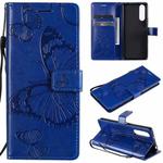 For Sony Xperia5 II 3D Butterflies Embossing Pattern Horizontal Flip Leather Case with Holder & Card Slot & Wallet(Blue)