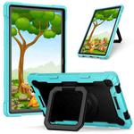 For Samsung Galaxy Tab A7 10.4 (2020) T500 / T505 Contrast Color Shockproof Robot Silicone + PC Case with Wristband Holder(Mint Green + Black)