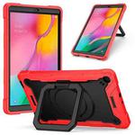For Samsung Galaxy Tab A10.1 (2019) T510 Contrast Color Shockproof Robot Silicone + PC Case with Wristband Holder(Red + Black)