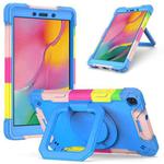 For Samsung Galaxy Tab A 8.0 (2019) T290 Contrast Color Shockproof Robot Silicone + PC Case with Wristband Holder(Camouflage + Blue)