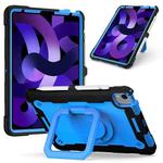 Contrast Color Shockproof Robot Silicone + PC Case with Wristband Holder For iPad Air 2022 / 2020 10.9(Black + Blue)