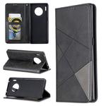 For Huawei Mate 30 Pro Rhombus Texture Horizontal Flip Magnetic Leather Case with Holder & Card Slots(Black)