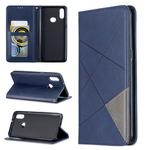 For Galaxy A10s Rhombus Texture Horizontal Flip Magnetic Leather Case with Holder & Card Slots(Blue)