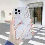 For iPhone 11 Pro Shell Texture Marble Half Edging TPU Protective Case (White)