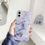 For iPhone 11 Pro Shell Texture Marble Half Edging TPU Protective Case (Purple)