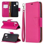 For Galaxy A10s Litchi Texture Pure Color Horizontal Flip PU Leather Case with Holder & Card Slots & Wallet & Lanyard(Rose Red)