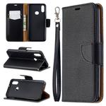 For Galaxy A10s Litchi Texture Pure Color Horizontal Flip PU Leather Case with Holder & Card Slots & Wallet & Lanyard(Black)