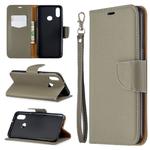 For Galaxy A10s Litchi Texture Pure Color Horizontal Flip PU Leather Case with Holder & Card Slots & Wallet & Lanyard(Grey)