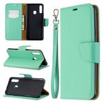 For Galaxy A20s Litchi Texture Pure Color Horizontal Flip PU Leather Case with Holder & Card Slots & Wallet & Lanyard(Green)