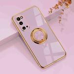 For Samsung Galaxy S20 6D Electroplating Full Coverage Silicone Protective Case with Magnetic Ring Holder(Light Purple)