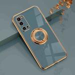 For Samsung Galaxy S20 6D Electroplating Full Coverage Silicone Protective Case with Magnetic Ring Holder(Grandma Ash)
