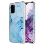 For Samsung Galaxy S20+ Coloured Glaze Marble TPU + PC Protective Case(Blue)