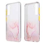 For Samsung Galaxy S21 5G Marble Texture TPU + PC Protective Case(White Pink)