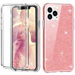 For iPhone 11 Pro Max Shockproof PC+TPU Back Protective Case + Front PET Screen Protector(Pink Glitter)