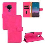 For Nokia 5.4 Solid Color Skin Feel Magnetic Buckle Horizontal Flip Calf Texture PU Leather Case with Holder & Card Slots & Wallet(Rose Red)