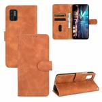 For UMIDIGI A7S Solid Color Skin Feel Magnetic Buckle Horizontal Flip Calf Texture PU Leather Case with Holder & Card Slots & Wallet(Brown)