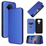 For Nokia 5.4 Carbon Fiber Texture Horizontal Flip TPU + PC + PU Leather Case with Card Slot(Blue)