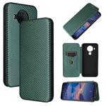 For Nokia 5.4 Carbon Fiber Texture Horizontal Flip TPU + PC + PU Leather Case with Card Slot(Green)