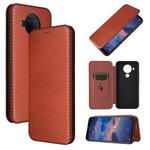 For Nokia 5.4 Carbon Fiber Texture Horizontal Flip TPU + PC + PU Leather Case with Card Slot(Brown)