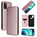 For UMIDIGI A9 Pro Carbon Fiber Texture Horizontal Flip TPU + PC + PU Leather Case with Card Slot(Pink)