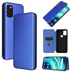 For UMIDIGI A9 Pro Carbon Fiber Texture Horizontal Flip TPU + PC + PU Leather Case with Card Slot(Blue)
