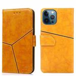 For iPhone 12 Pro Max Geometric Stitching Horizontal Flip TPU + PU Leather Case with Holder & Card Slots & Wallet(Yellow)