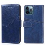 For iPhone 12 Pro Max Geometric Stitching Horizontal Flip TPU + PU Leather Case with Holder & Card Slots & Wallet(Blue)