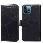 For iPhone 12 Pro Geometric Stitching Horizontal Flip TPU + PU Leather Case with Holder & Card Slots & Wallet(Black)