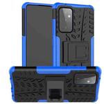 For Samsung Galaxy A72 5G / 4G Tire Texture Shockproof TPU+PC Protective Case with Holder(Blue)