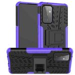 For Samsung Galaxy A72 5G / 4G Tire Texture Shockproof TPU+PC Protective Case with Holder(Purple)