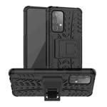 For Samsung Galaxy A52 5G / 4G Tire Texture Shockproof TPU+PC Protective Case with Holder(Black)