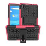 For Lenovo Tab M8 (2020) TB-8705F 8.0 inch Tire Texture Shockproof TPU+PC Protective Case with Holder(Pink)