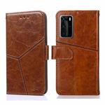 For Huawei P40 Pro Geometric Stitching Horizontal Flip TPU + PU Leather Case with Holder & Card Slots & Wallet(Light Brown)