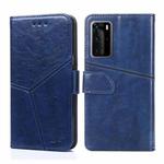 For Huawei P40 Pro Geometric Stitching Horizontal Flip TPU + PU Leather Case with Holder & Card Slots & Wallet(Blue)