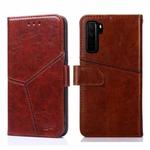 For Huawei P40 lite 5G Geometric Stitching Horizontal Flip TPU + PU Leather Case with Holder & Card Slots & Wallet(Dark Brown)