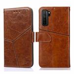 For Huawei P40 lite 5G Geometric Stitching Horizontal Flip TPU + PU Leather Case with Holder & Card Slots & Wallet(Light Brown)