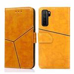 For Huawei P40 lite 5G Geometric Stitching Horizontal Flip TPU + PU Leather Case with Holder & Card Slots & Wallet(Yellow)