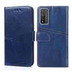 For Huawei Honor 10X Lite Geometric Stitching Horizontal Flip TPU + PU Leather Case with Holder & Card Slots & Wallet(Blue)