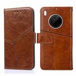 For Huawei Y9a Geometric Stitching Horizontal Flip TPU + PU Leather Case with Holder & Card Slots & Wallet(Light Brown)