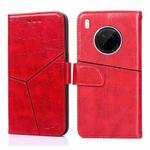 For Huawei Y9a Geometric Stitching Horizontal Flip TPU + PU Leather Case with Holder & Card Slots & Wallet(Red)