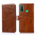 For Huawei P smart 2020 Geometric Stitching Horizontal Flip TPU + PU Leather Case with Holder & Card Slots & Wallet(Light Brown)