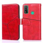 For Huawei P smart 2020 Geometric Stitching Horizontal Flip TPU + PU Leather Case with Holder & Card Slots & Wallet(Red)