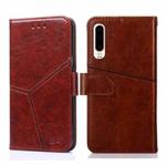 For Huawei P30 Geometric Stitching Horizontal Flip TPU + PU Leather Case with Holder & Card Slots & Wallet(Dark Brown)