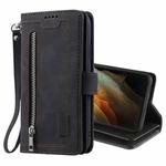 For Samsung Galaxy S21 Ultra 5G Nine Card Zipper Bag Horizontal Flip Leather Case With Holder & Card Slots & Photo Frame & Wallet(Black)