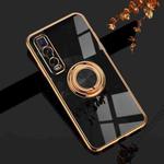 For OPPO Find X2 Pro 6D Electroplating Full Coverage Silicone Protective Case with Magnetic Ring Holder(Black)