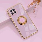 For OPPO Reno4 SE 6D Electroplating Full Coverage Silicone Protective Case with Magnetic Ring Holder(Light Purple)